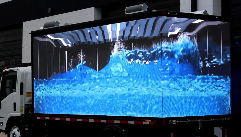 AI video showing on two sides of a Digital LED Billboard Truck