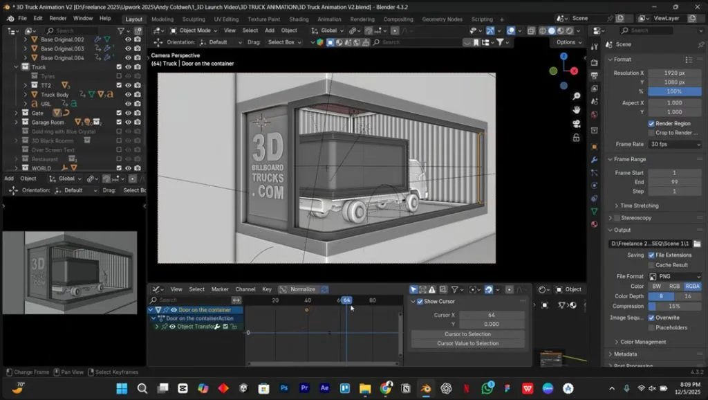 3D Anamorphic video development for a LED Billboard Truck