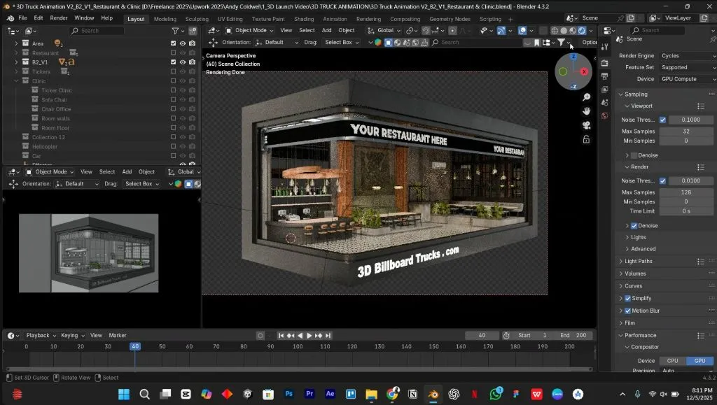 3D Anamorphic video development showing animation for a Digital Billboard Truck