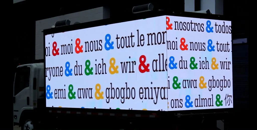 M&M animated video showing in high definition on the left and rear of a LED Billboard Truck