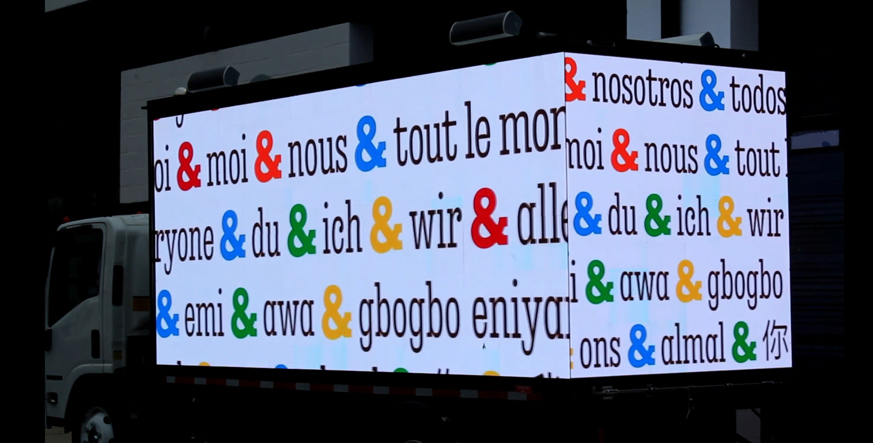 M&M animated video showing in high definition on the left and rear of a LED Billboard Truck