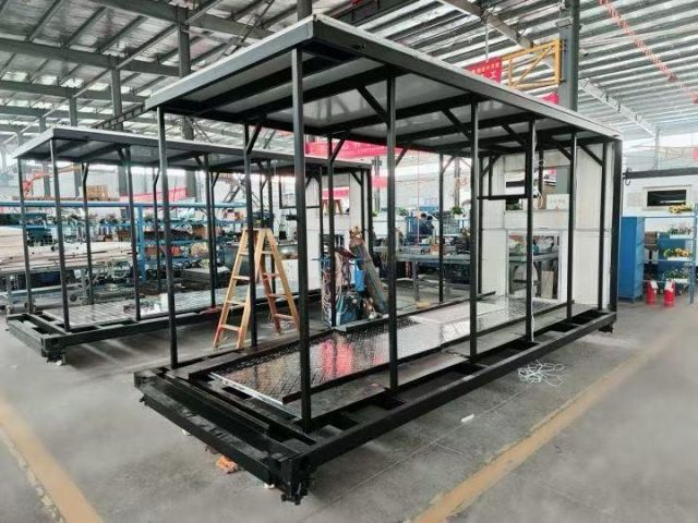 Bare LED billboard truck structure being readied for LED panel and electronics installation