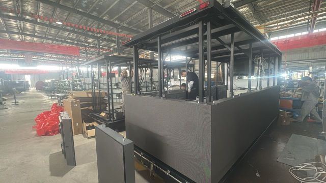 Digital billboard truck structure installation and assembly